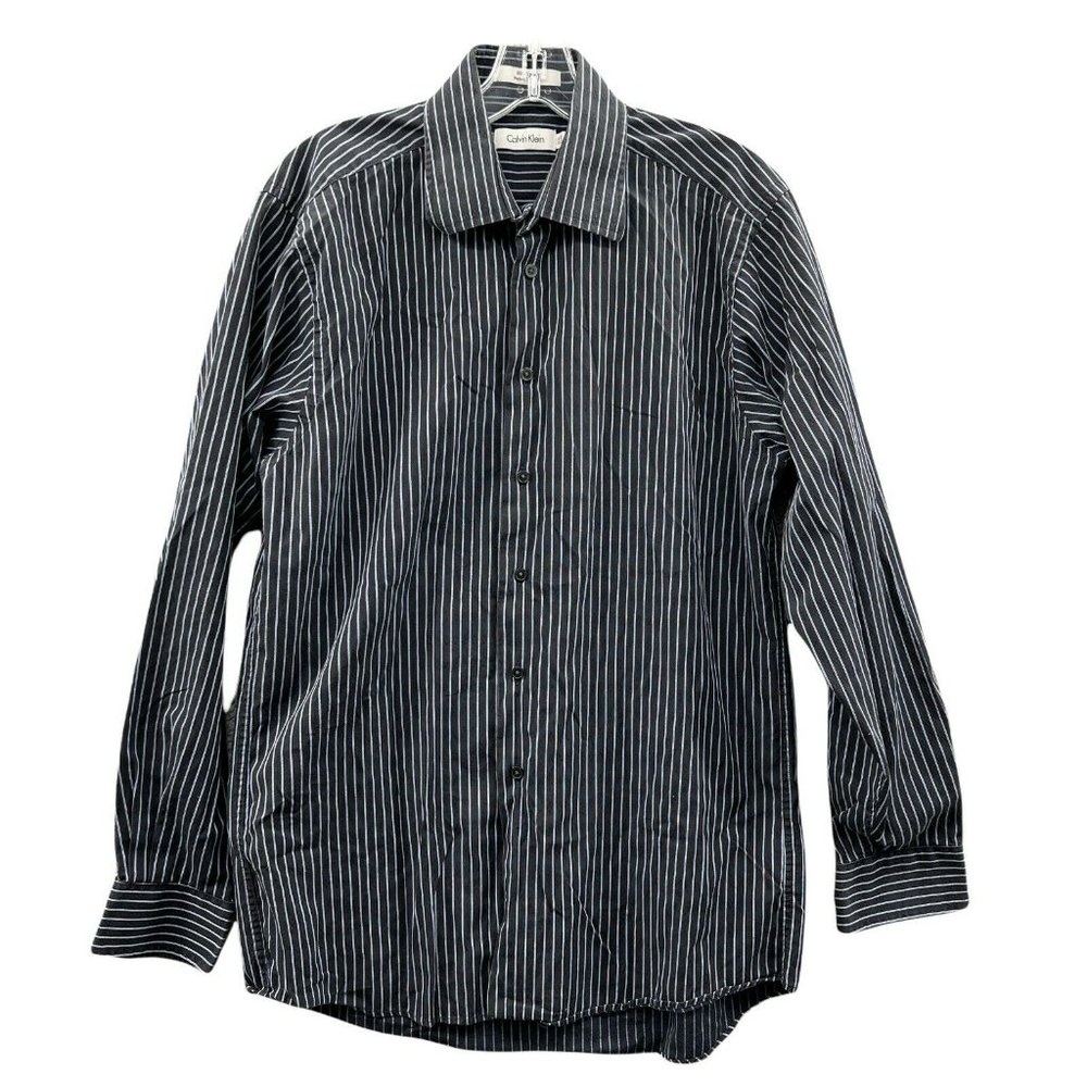 Calvin Klein Shirt Men's 15.5 34/35 Medium Long-sleeve Button-up Striped…